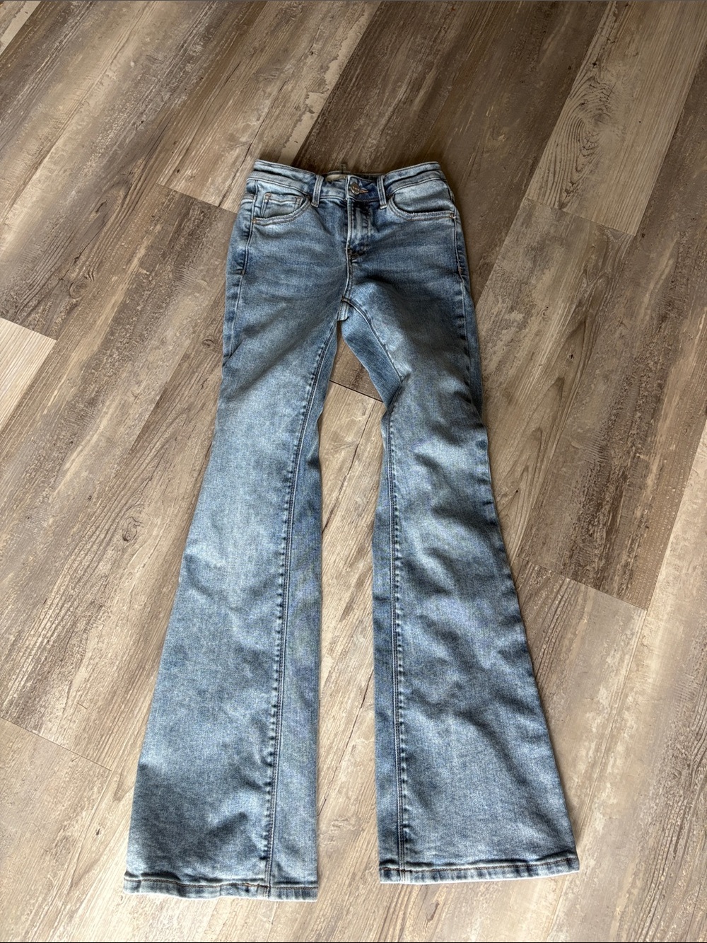 Classic Mid-Rise Flare Jeans in Light Blue